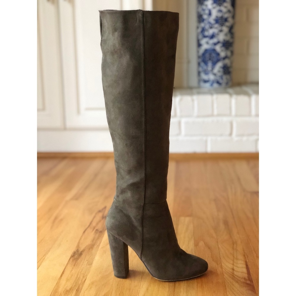 🦚 Army Green Knee High Suede Boots